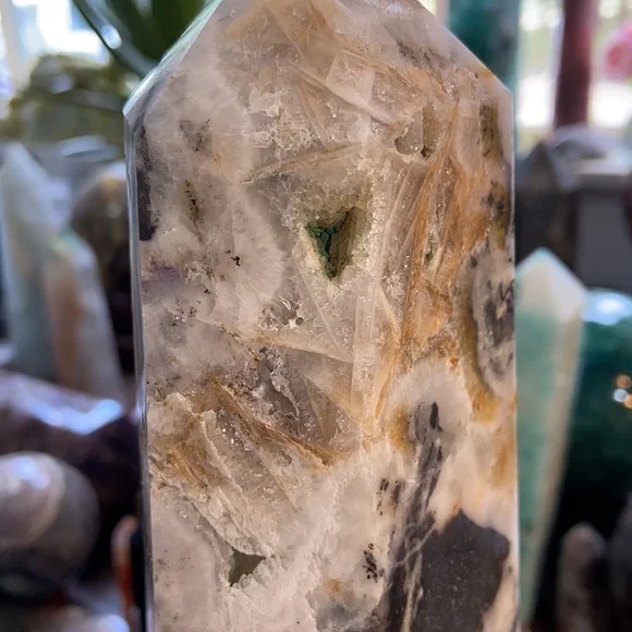 Fluorite With Hematite Crystal Tower With Druzy!